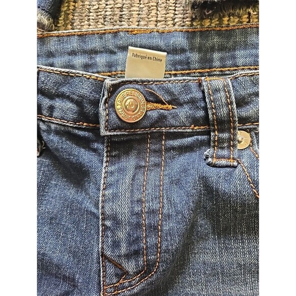 2- True Religion Cut Off Jean Shorts Denim Blue Distressed size 18 28"x11" - Picture 3 of 9